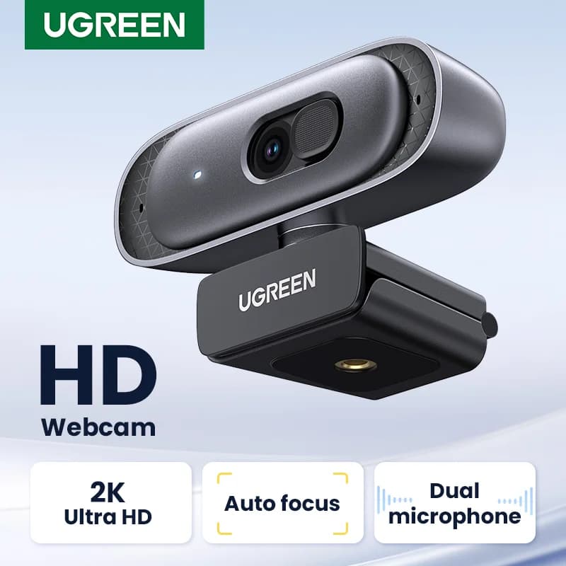 Webcam USB HD 2K con micrófonos duales