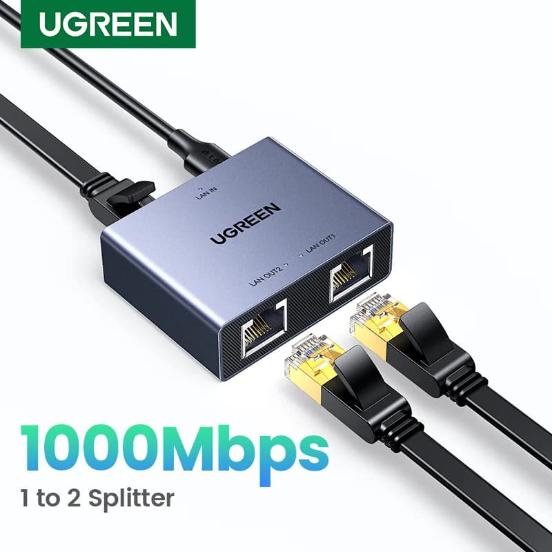 Divisor Ethernet RJ45, Adaptador LAN de 1 a 2