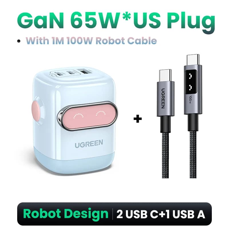 Cargador GaN USB-C PD de 65W, Enchufe EE. UU.