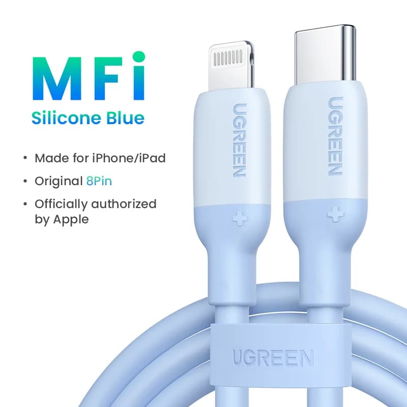 Cable de carga rápida USB-C a Lightning MFi de silicona