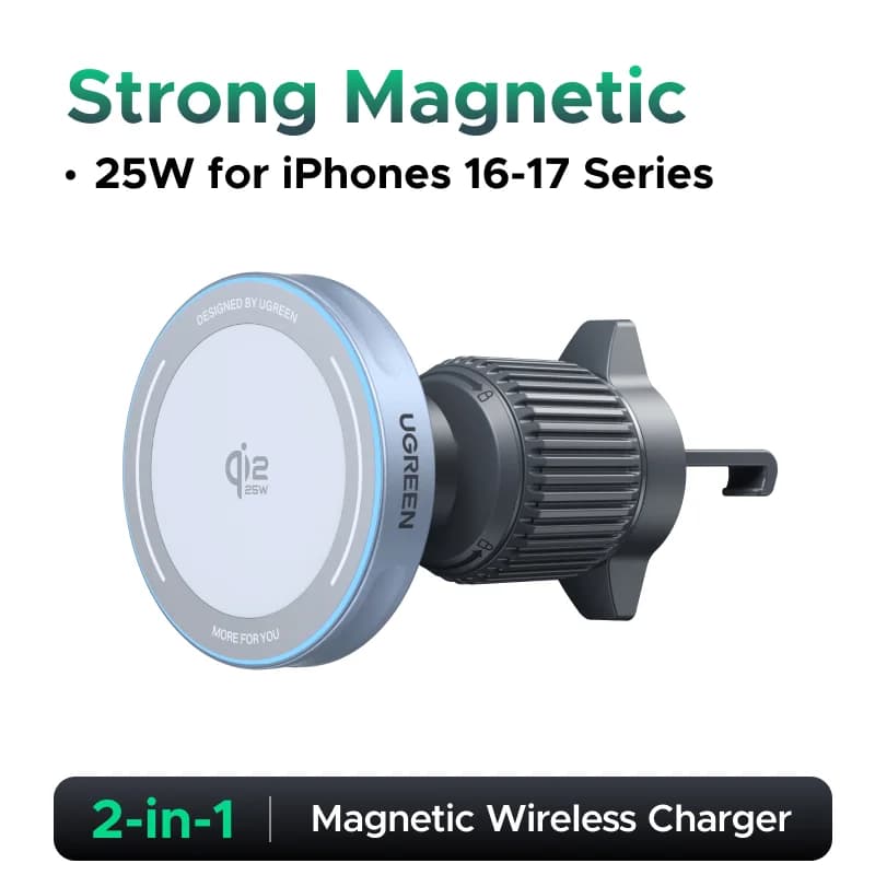 Cargador Inalámbrico Magnético para Coche Qi2.2, 25W