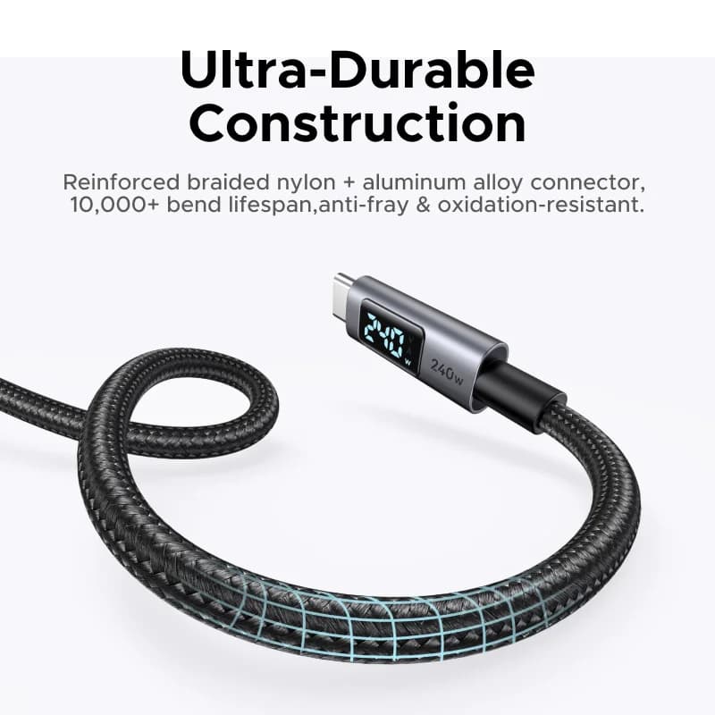 Cable USB-C de 240W con pantalla digital de potencia