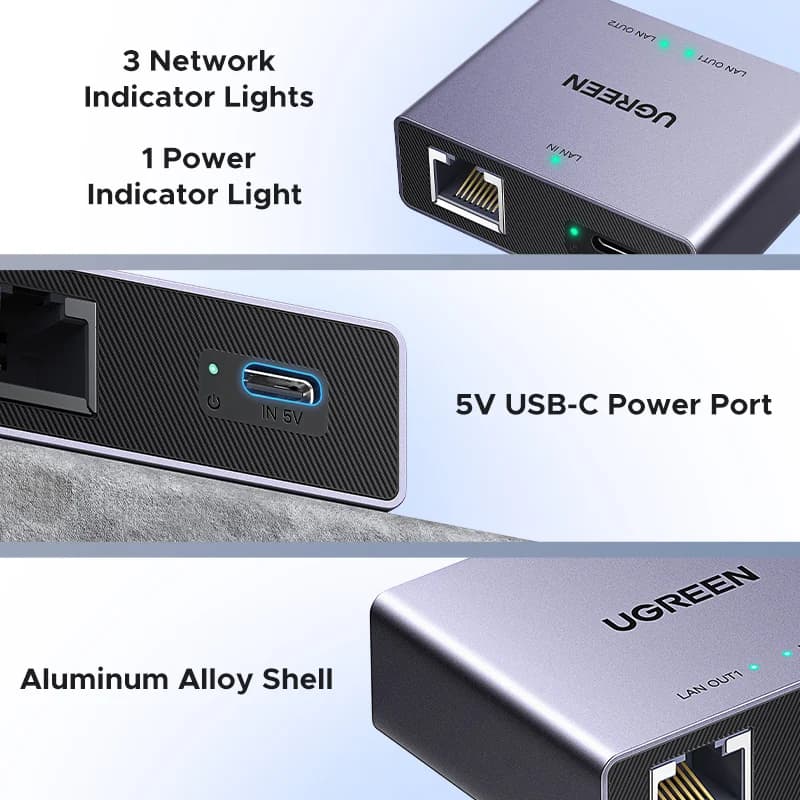 Divisor Ethernet RJ45, Adaptador LAN de 1 a 2