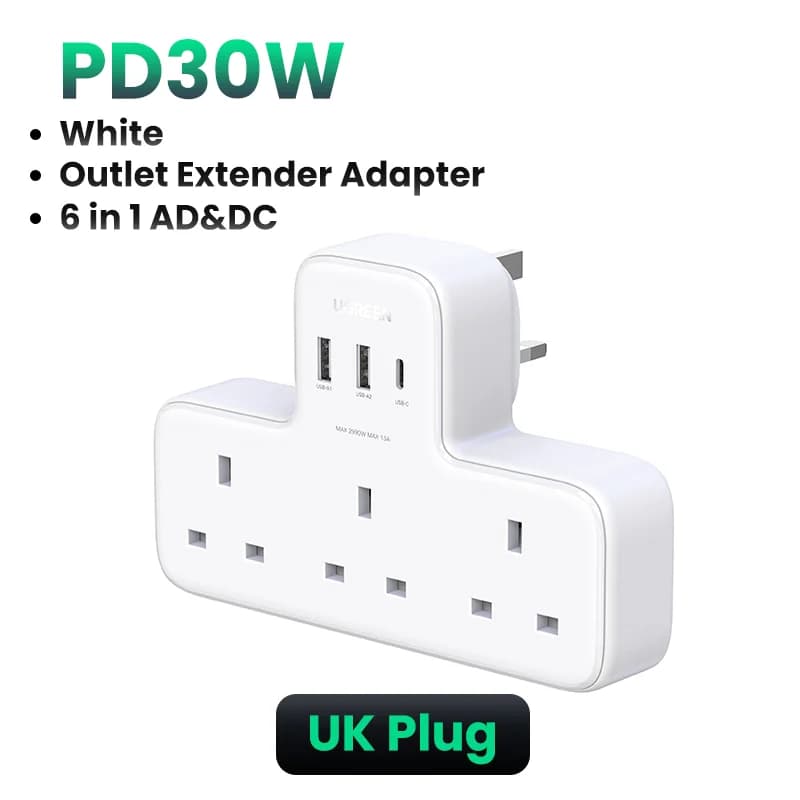 Regleta de Enchufe con Adaptador de Extensión UK