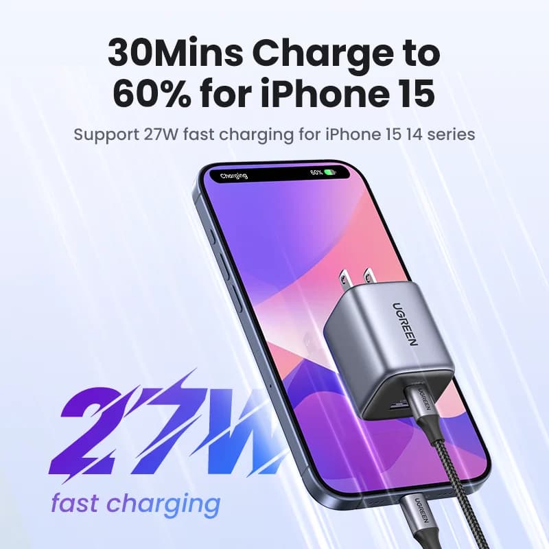 Cargador rápido GaN USB-C de 35W con enchufe US