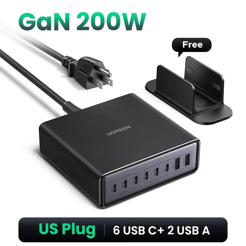 Estación de carga de escritorio GaN 200W 8 en 1