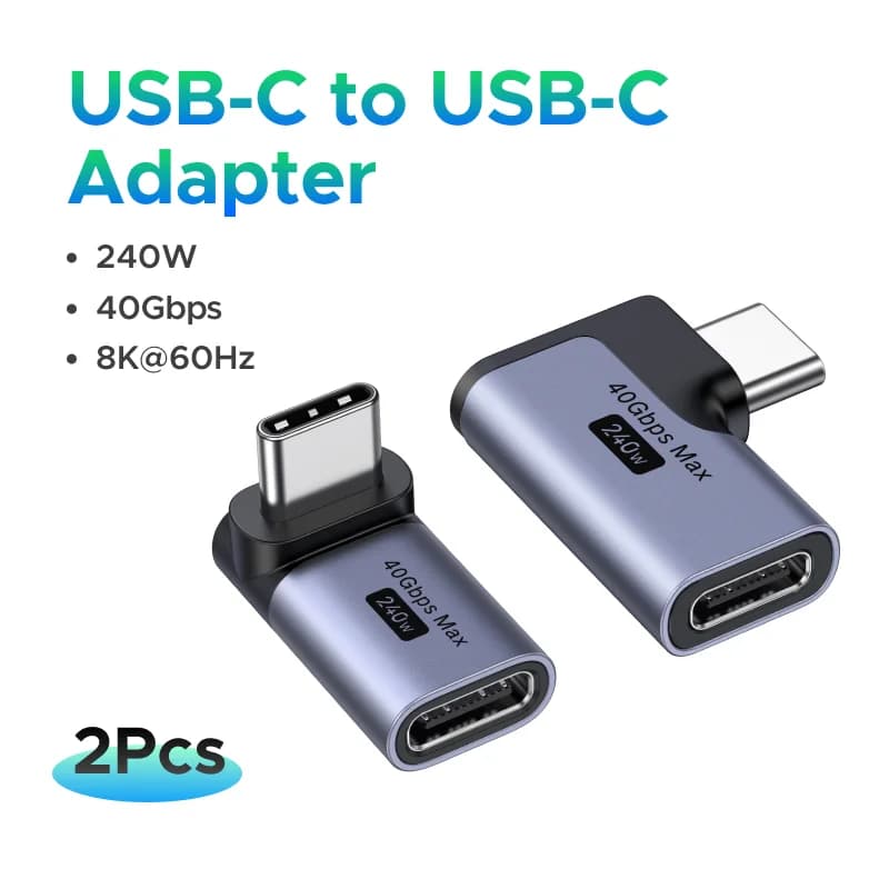 Adaptador USB-C a USB-C Acodado (Pack de 2)