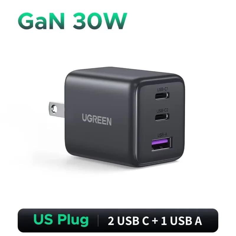 Cargador GaN USB-C PD de 30W, Enchufe EE. UU.