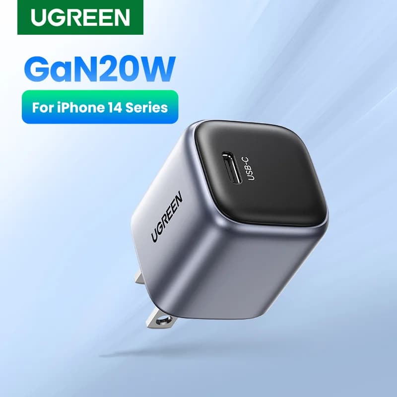 Cargador rápido USB-C GaN de 20W, enchufe EE. UU.