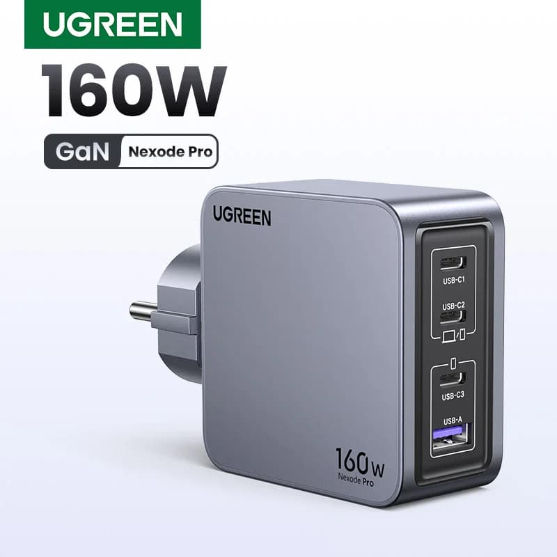 Cargador GaN USB-C de 160W con enchufe coreano