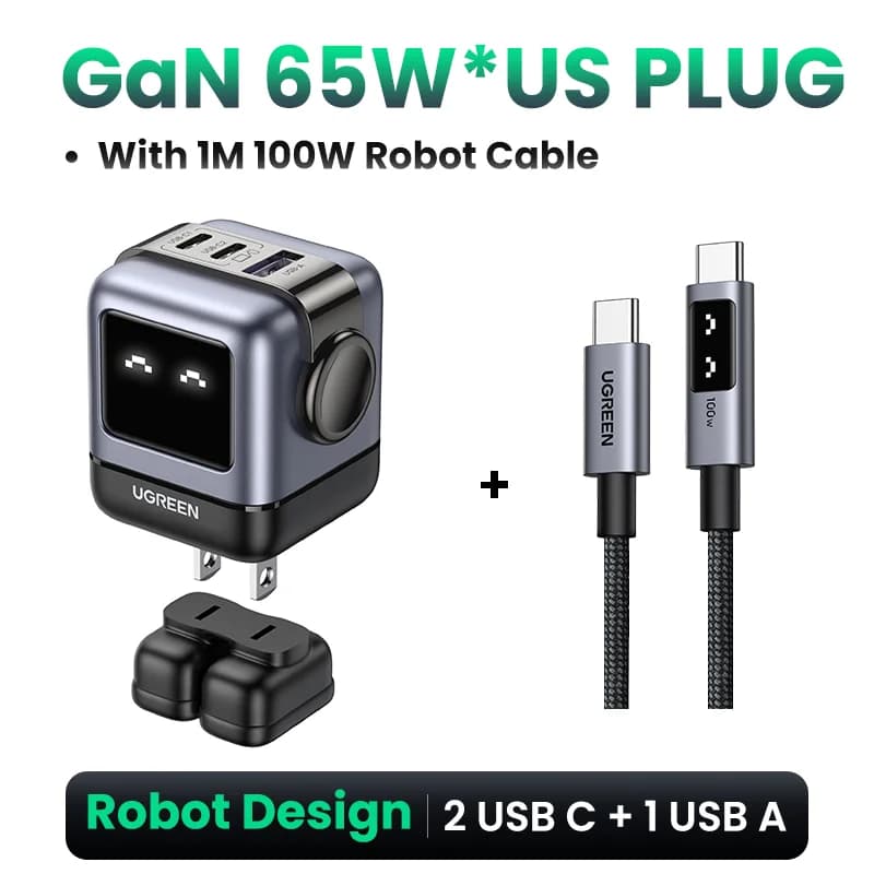 Cargador de pared GaN USB-C 65W, enchufe EE.UU.