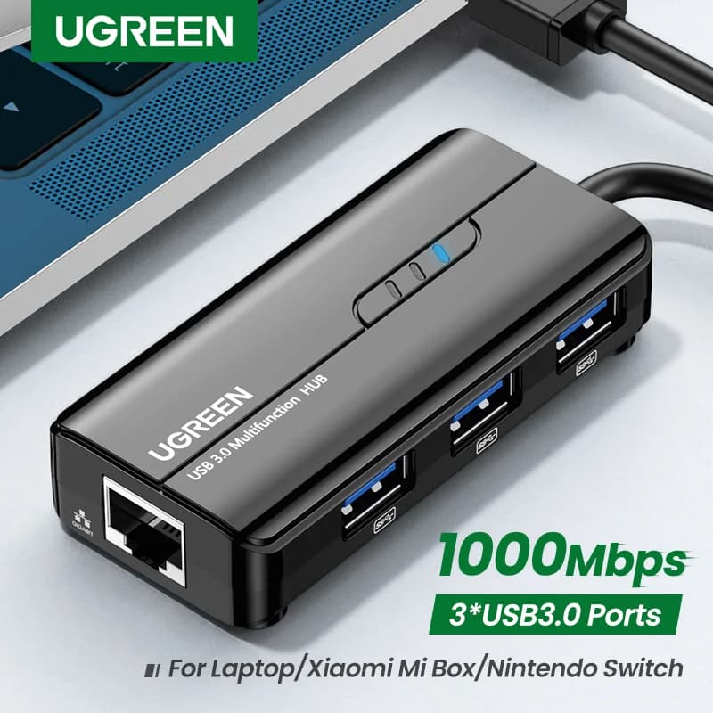 Adaptador de USB 3.0 a Ethernet Gigabit con Hub