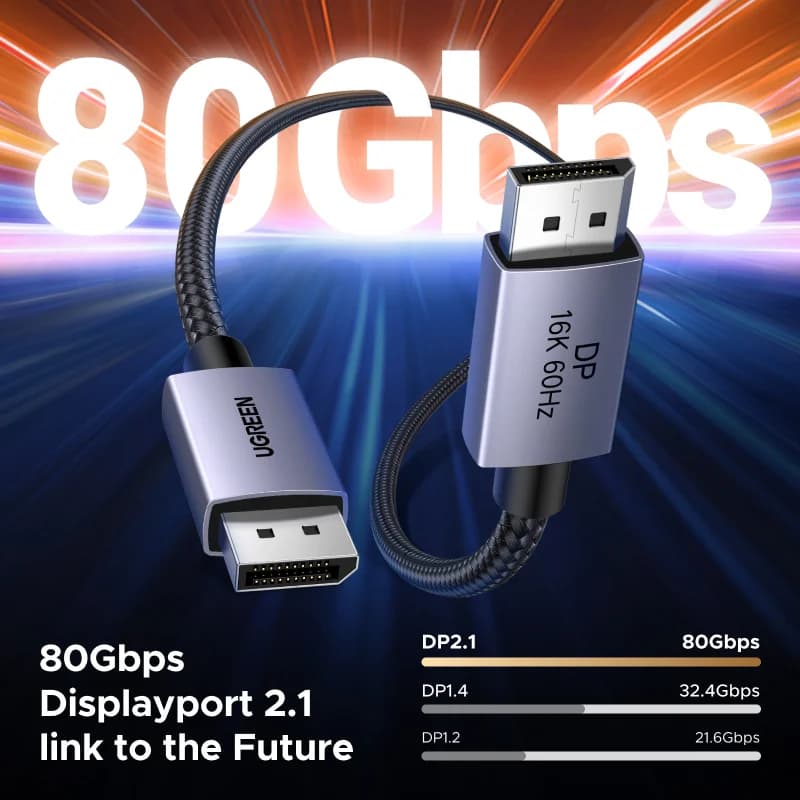 Cable DisplayPort 2.1, soporte de vídeo 8K 60Hz HDR