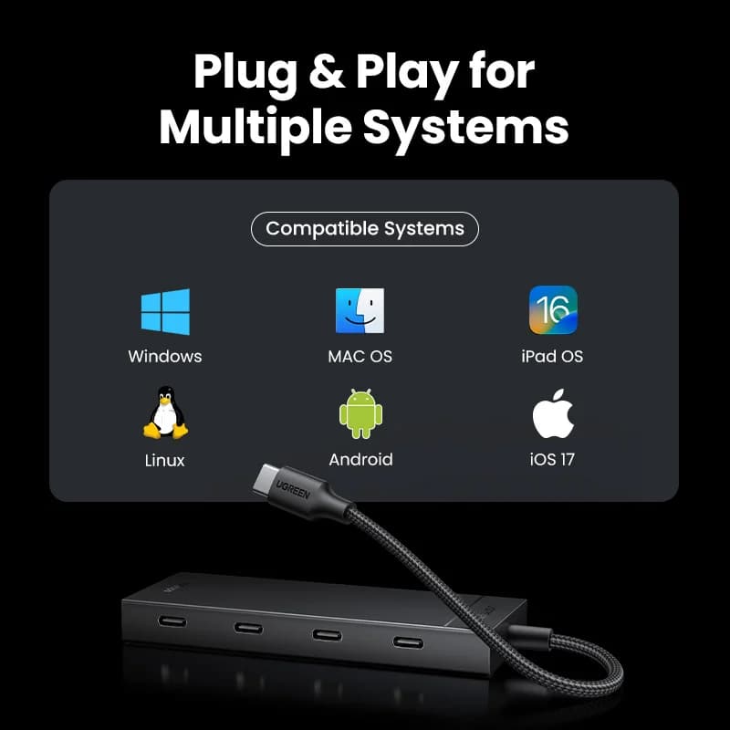 Hub USB-C de 4 puertos 10Gbps adaptador Tipo-C