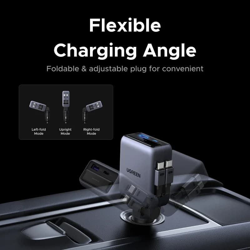 Cargador de coche 150W con cables retráctiles