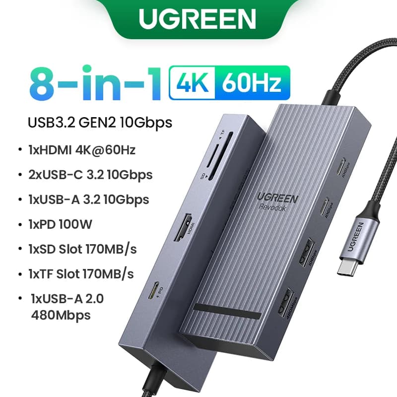 Hub USB-C con doble HDMI y RJ45