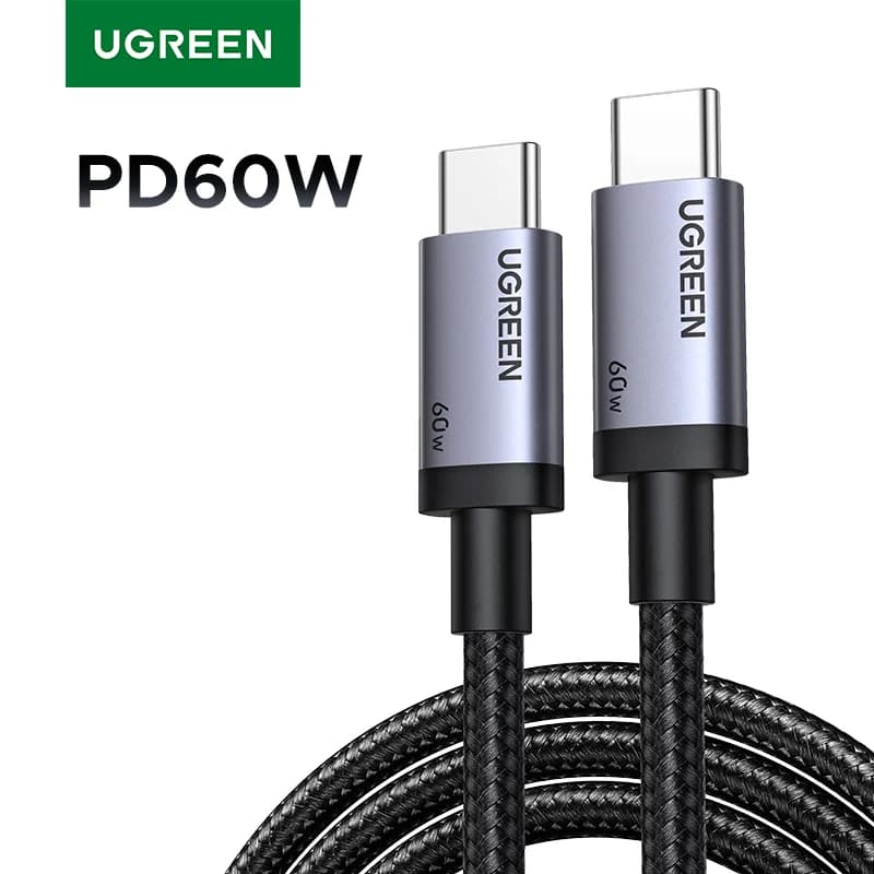 Pack de 2 cables USB-C a USB-C, carga rápida PD 60W