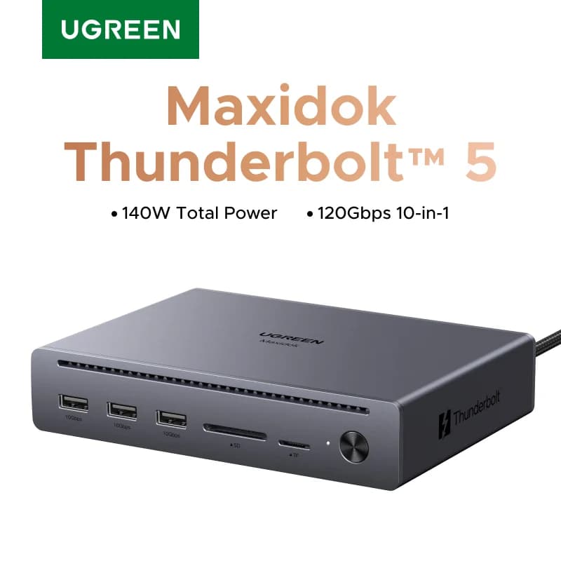 Estación de acoplamiento Thunderbolt 5 10 en 1 con 120Gbps