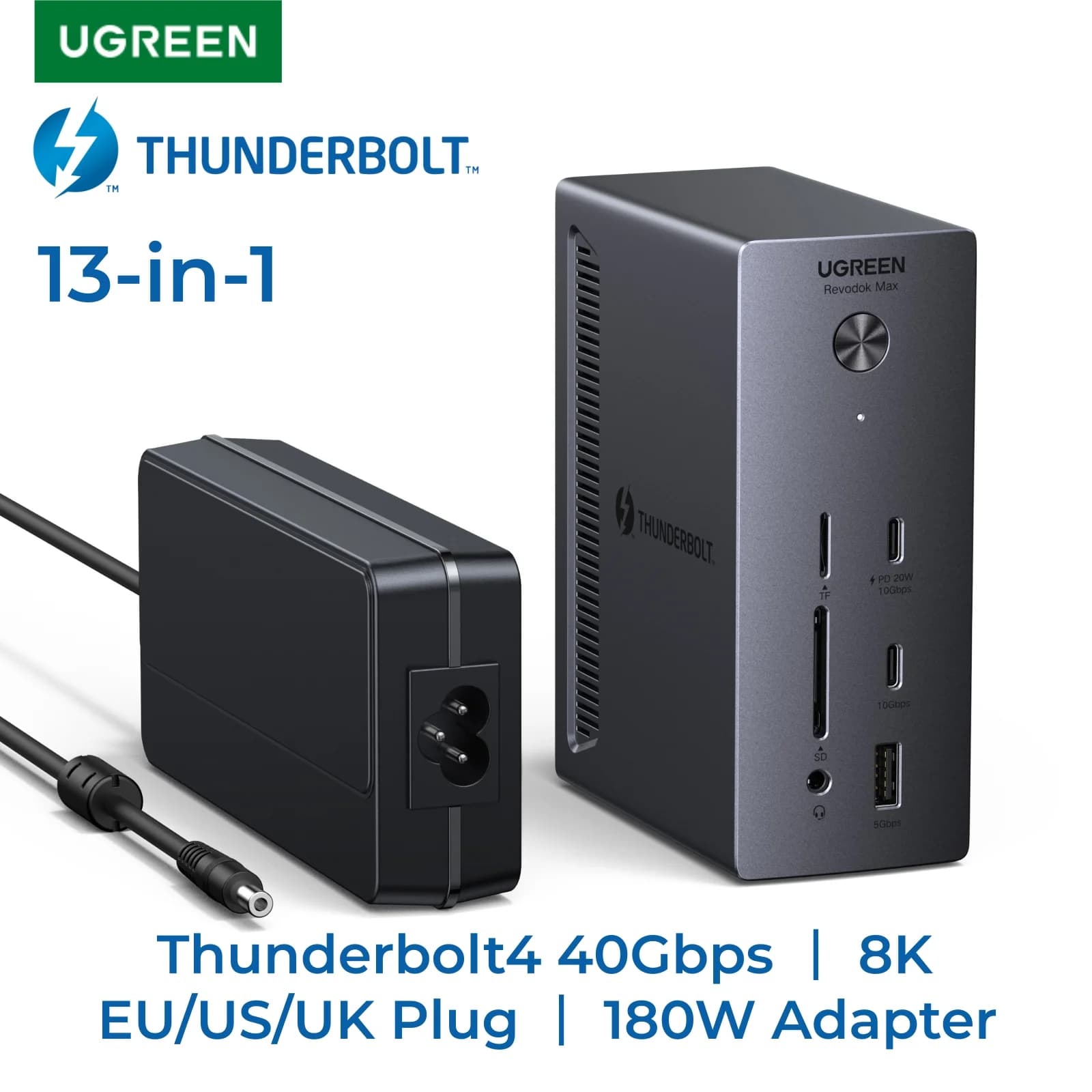 Estación de acoplamiento Thunderbolt 4, 13 en 1, 40Gbps