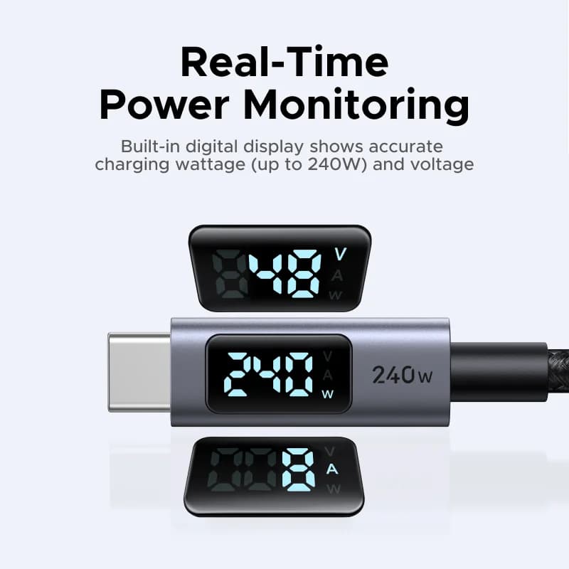 Cable USB-C de 240W con pantalla digital de potencia