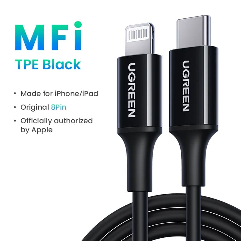 Cable USB-C a Lightning, 20W PD, MFi