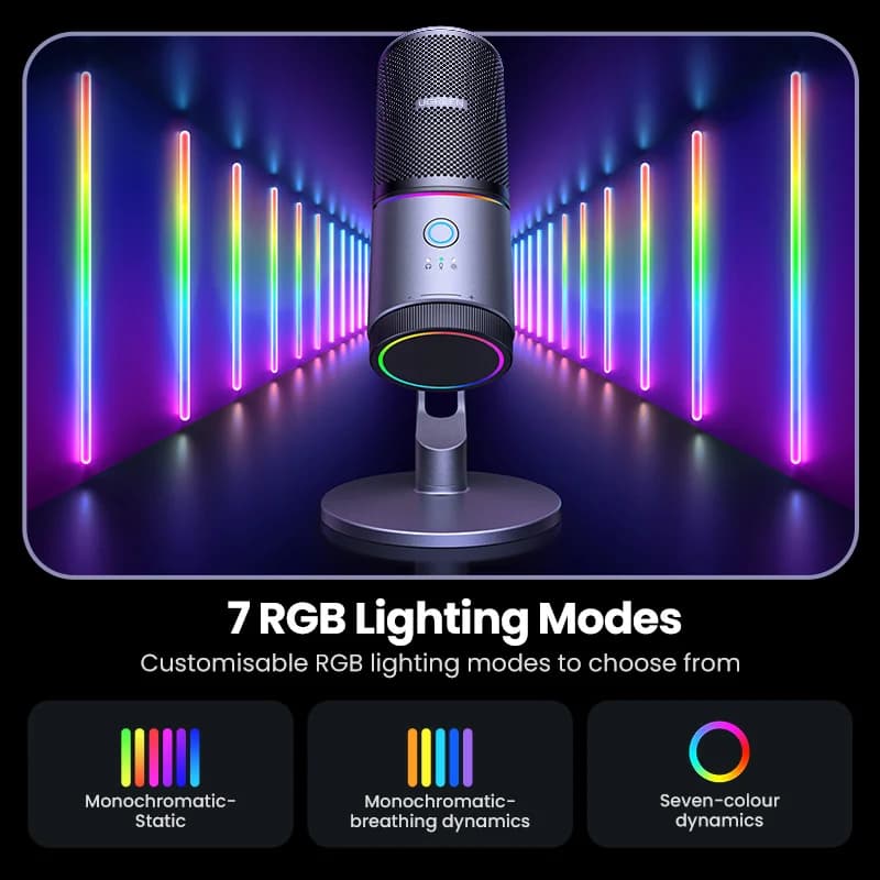 Micrófono Condensador USB con Iluminación RGB