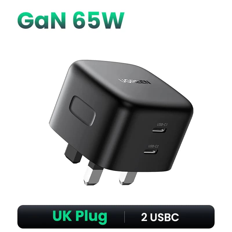 Cargador Rápido USB-C GaN 100W, Enchufe UK