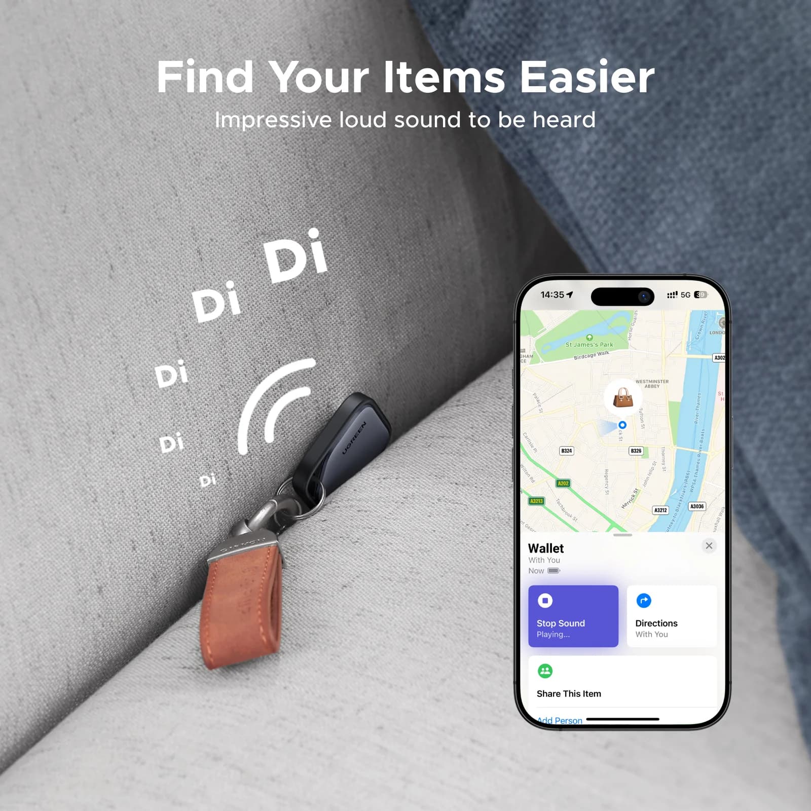Localizador inteligente Bluetooth compatible con iOS Find My