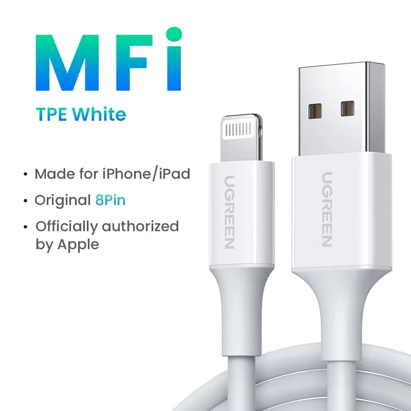 Cable Lightning a USB certificado MFi, carga rápida 2.4A
