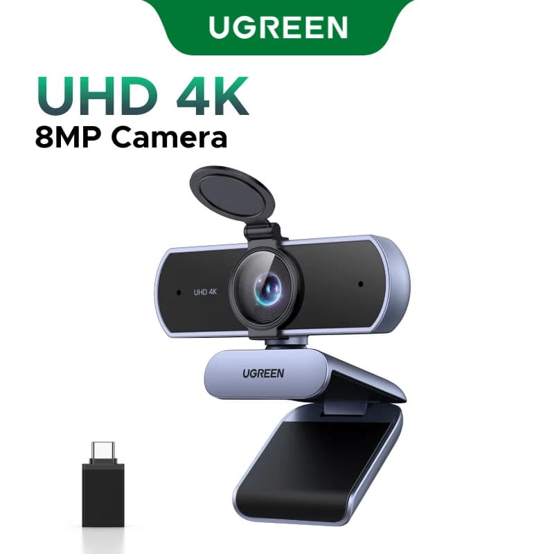 Webcam 4K con micrófono y corrección automática de luz