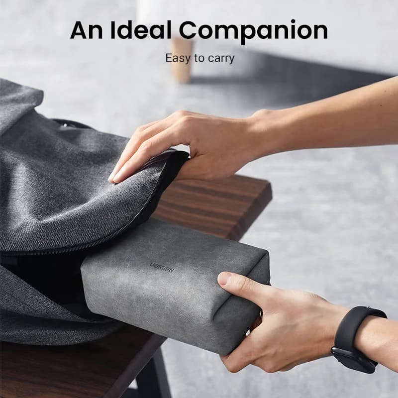 Bolsa Organizadora de Cuero para Cables y Accesorios Digitales
