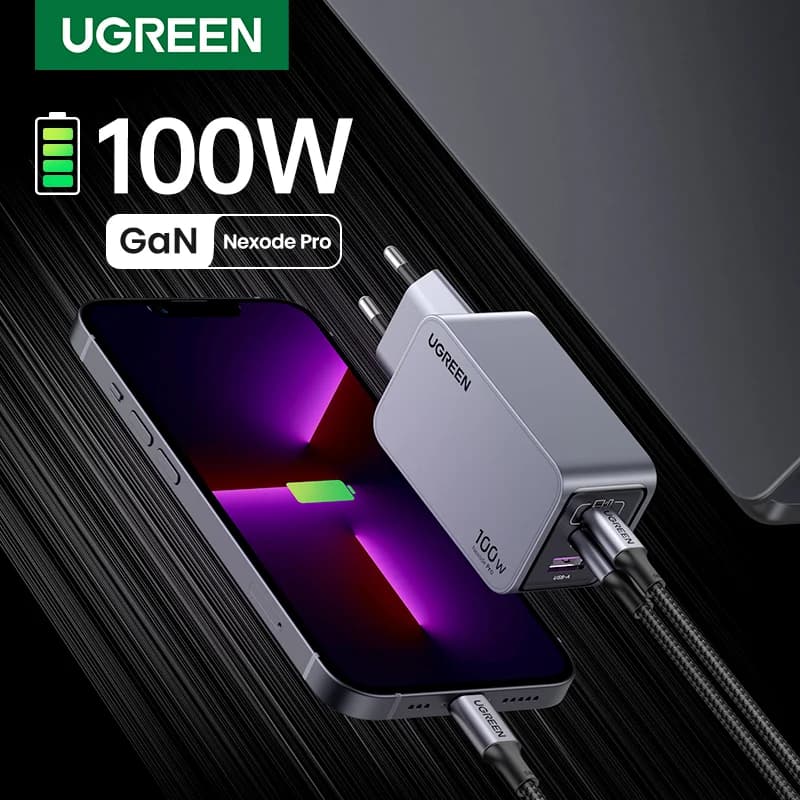 Cargador Rápido GaN USB-C de 100W, Enchufe Coreano
