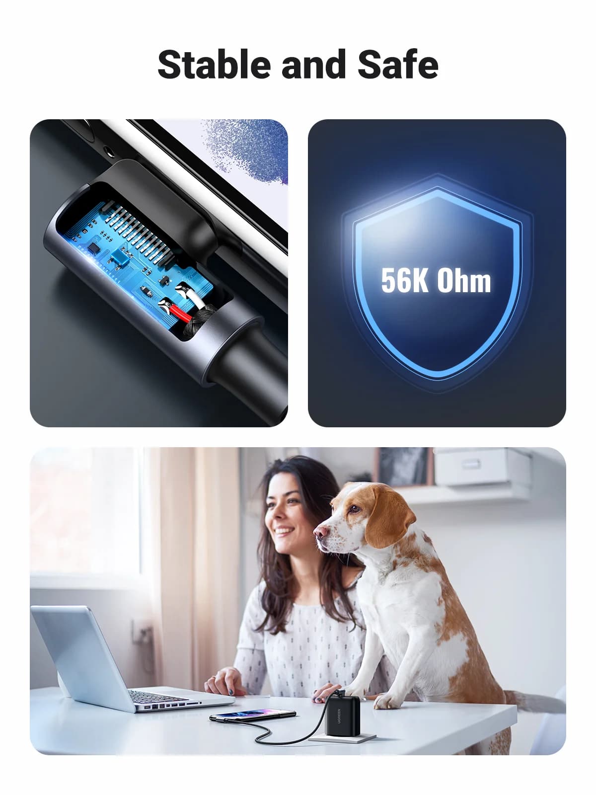 Cable USB-C a USB-C de nylon en ángulo de 90 grados