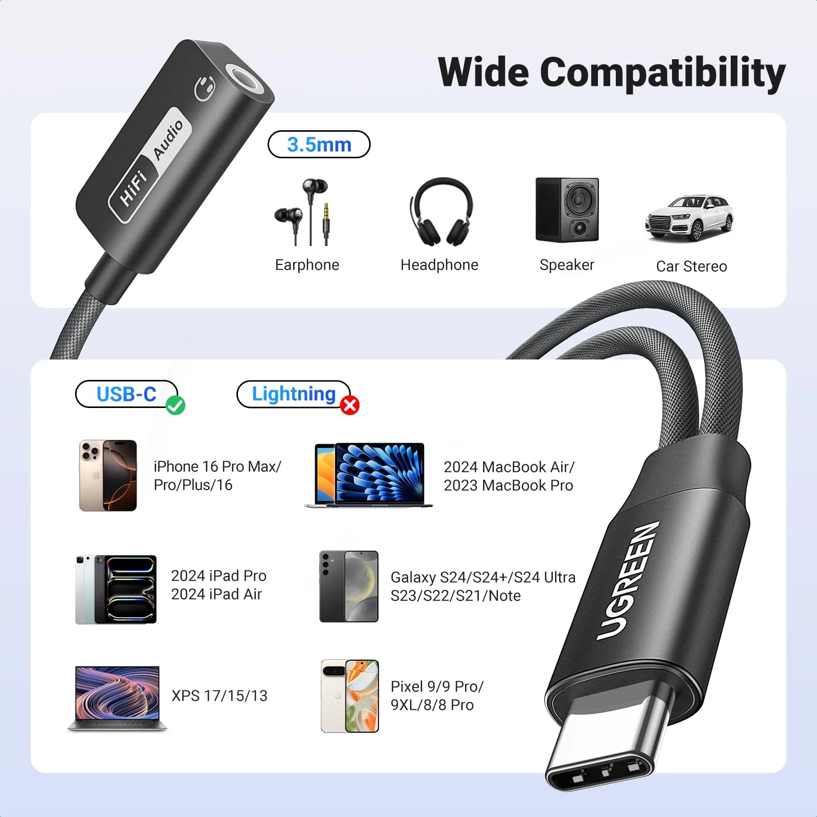 Adaptador USB-C para Auriculares y Carga PD