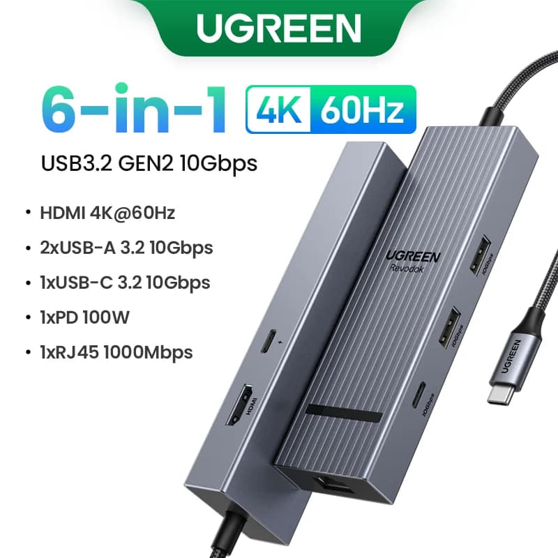 Hub USB-C con doble HDMI y RJ45