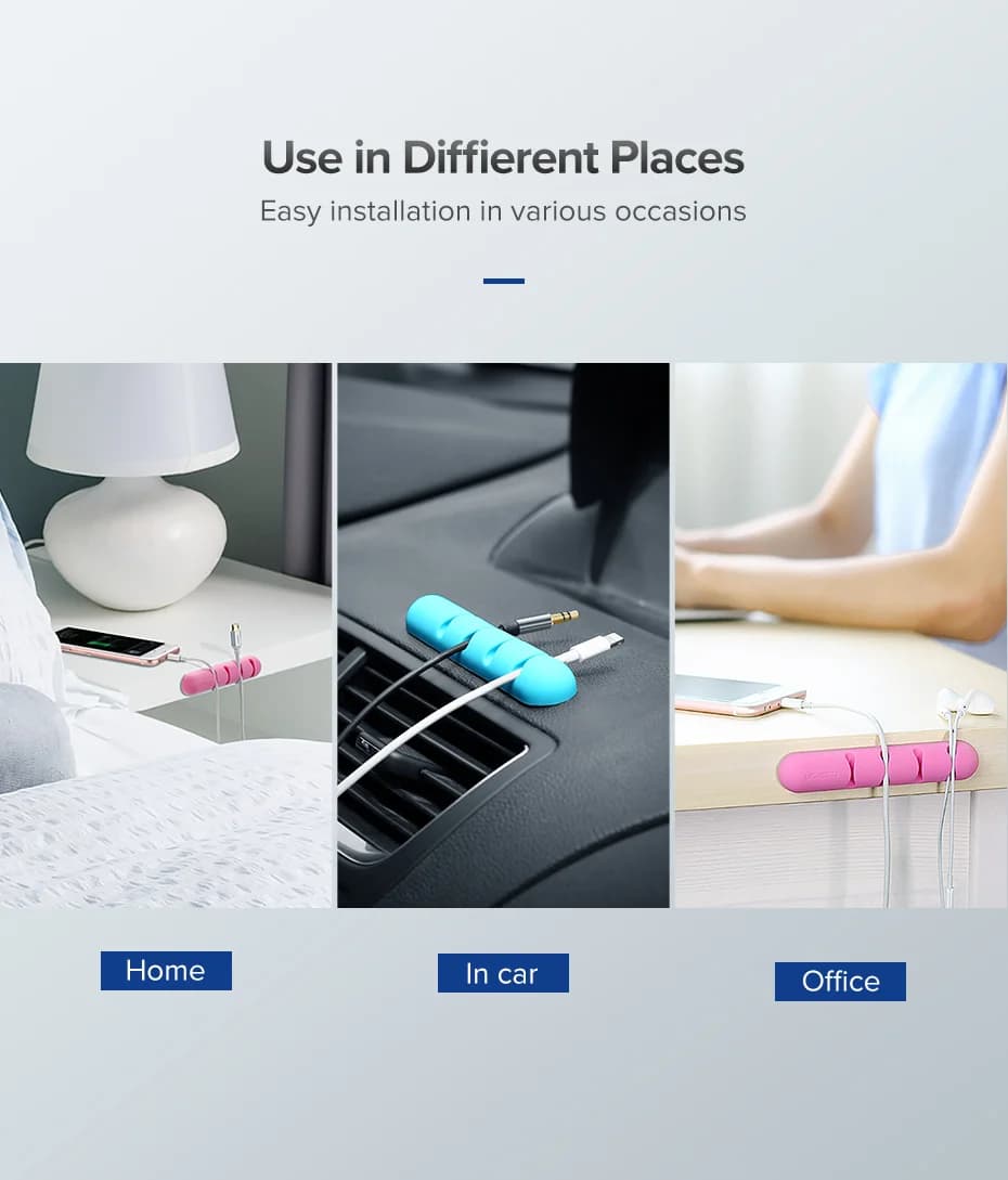 Clips organizadores de cables USB de silicona