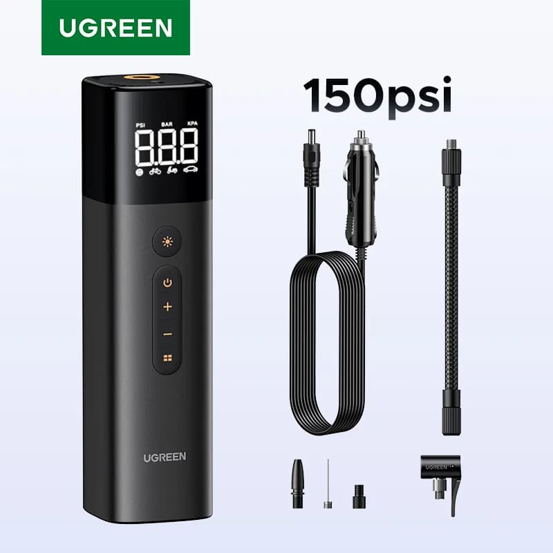 Inflador digital portátil de neumáticos con pantalla LCD