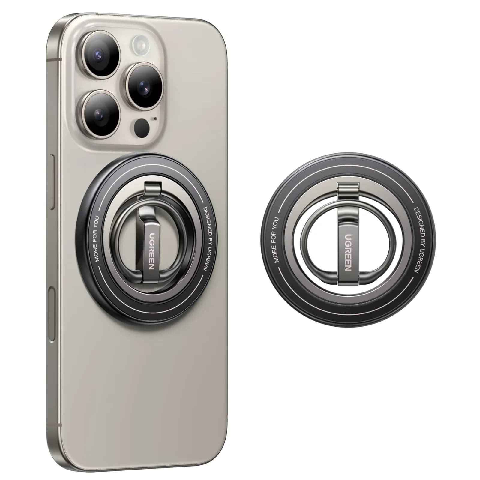 Soporte magnético de anillo para teléfono, doble cara con rotación 360°