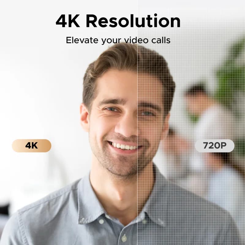 Webcam 4K con micrófono y corrección automática de luz