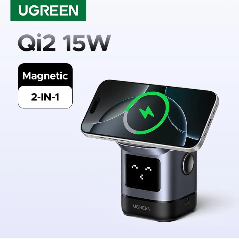 Base de Carga Inalámbrica Magnética Qi2 15W con Cable