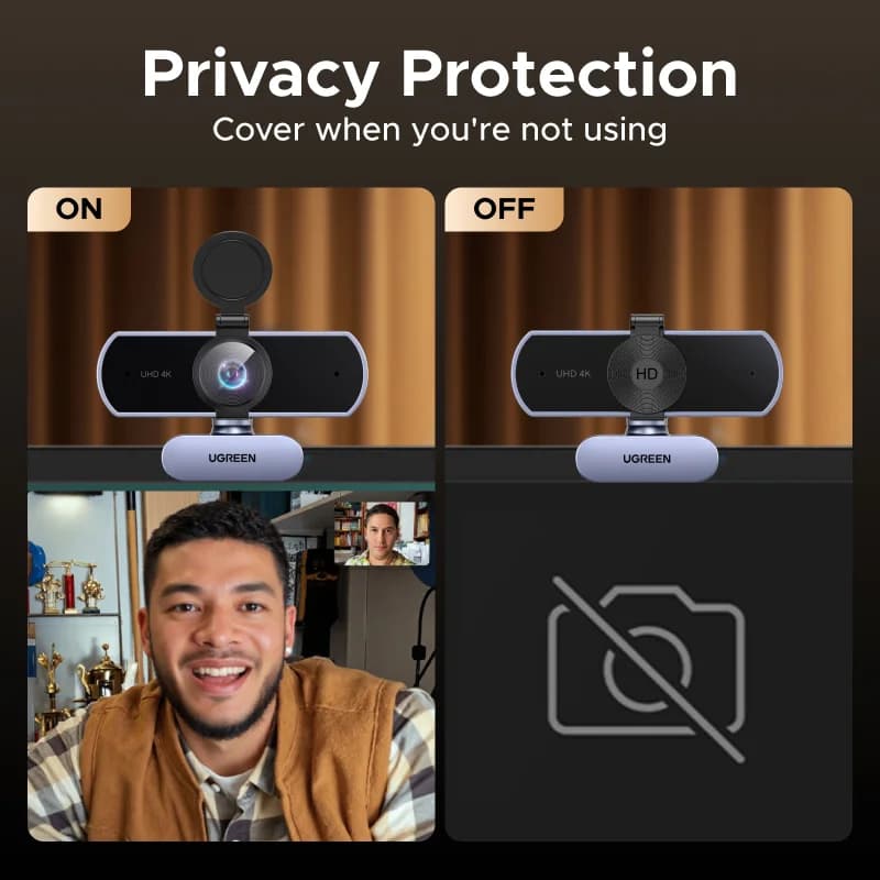 Webcam 4K con micrófono y corrección automática de luz