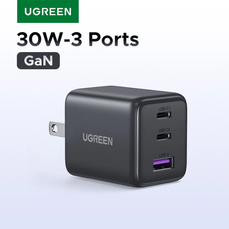 Cargador GaN USB-C PD de 30W, Enchufe EE. UU.