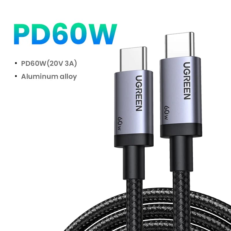 Cable USB-C a USB-C, carga rápida PD 60W