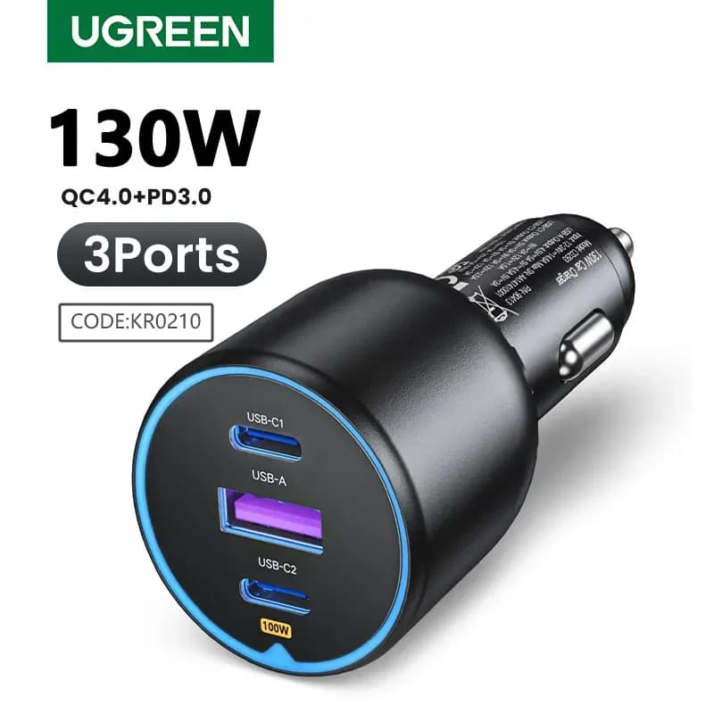 Cargador de coche dual USB-C 130W