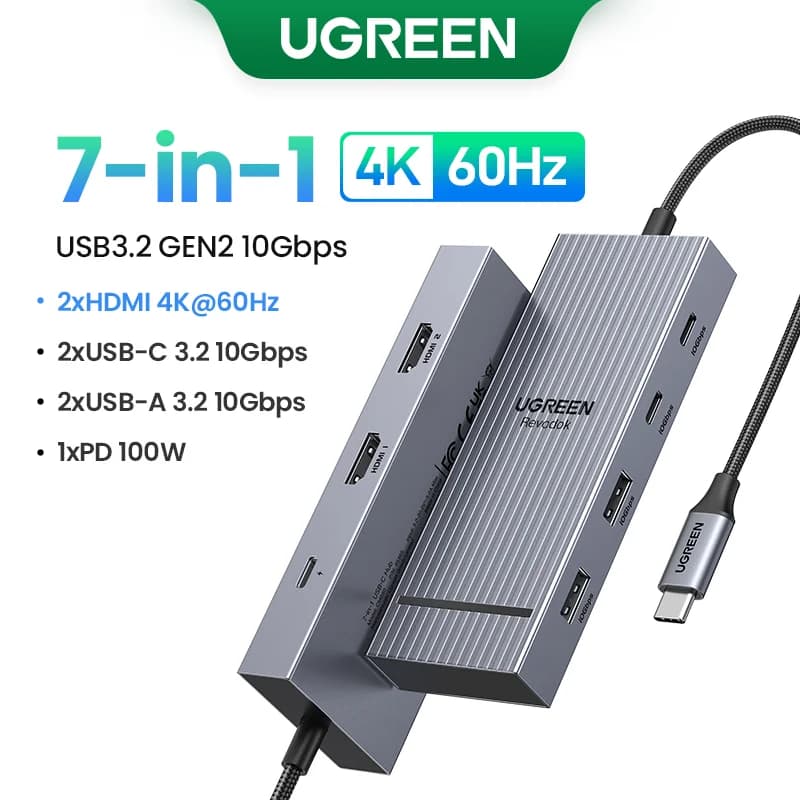 Hub USB-C con doble HDMI y RJ45
