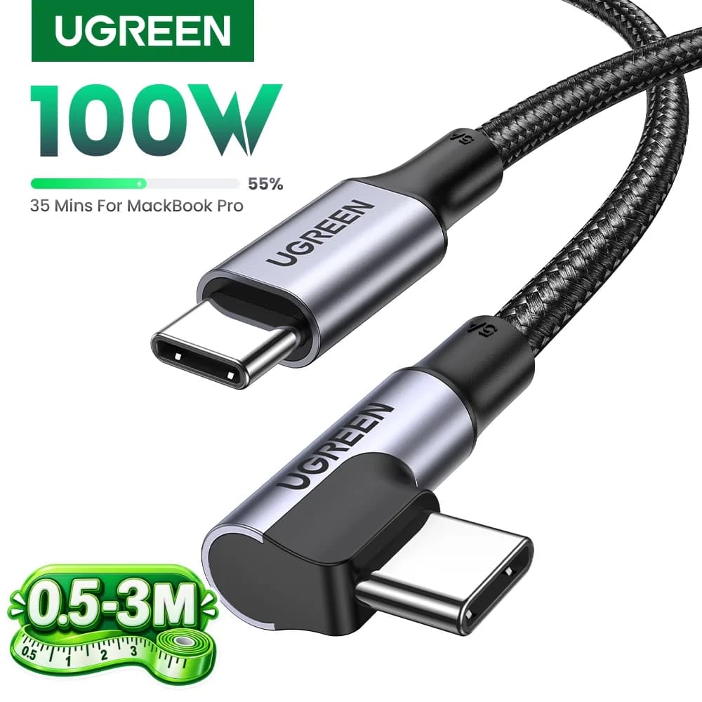 Cable USB-C de 90 Grados, 100W PD, Gaming