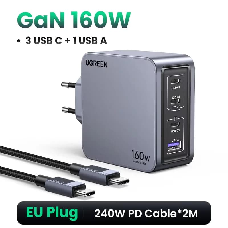 Cargador de pared GaN USB-C 160W, PD3.1