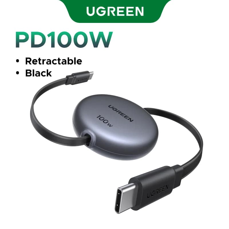 Cable de Carga Rápida USB-C a USB-C Retráctil 100W