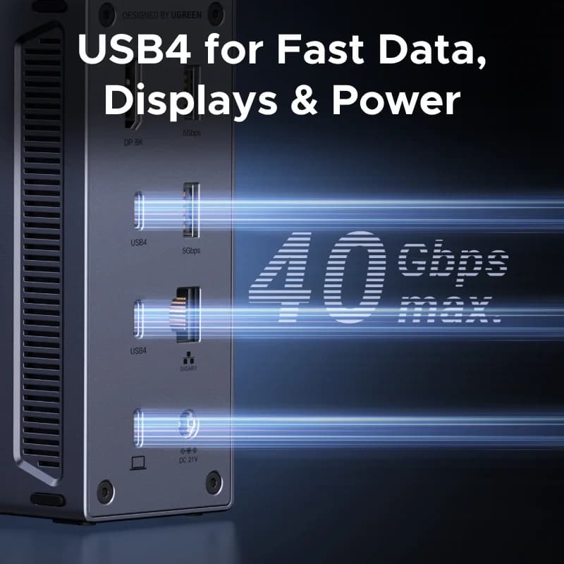 Estación de acoplamiento USB4 con pantalla 8K y 40Gbps