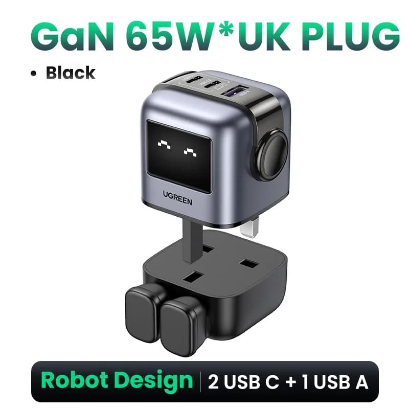 Cargador rápido GaN USB-C de 65W con enchufe UK